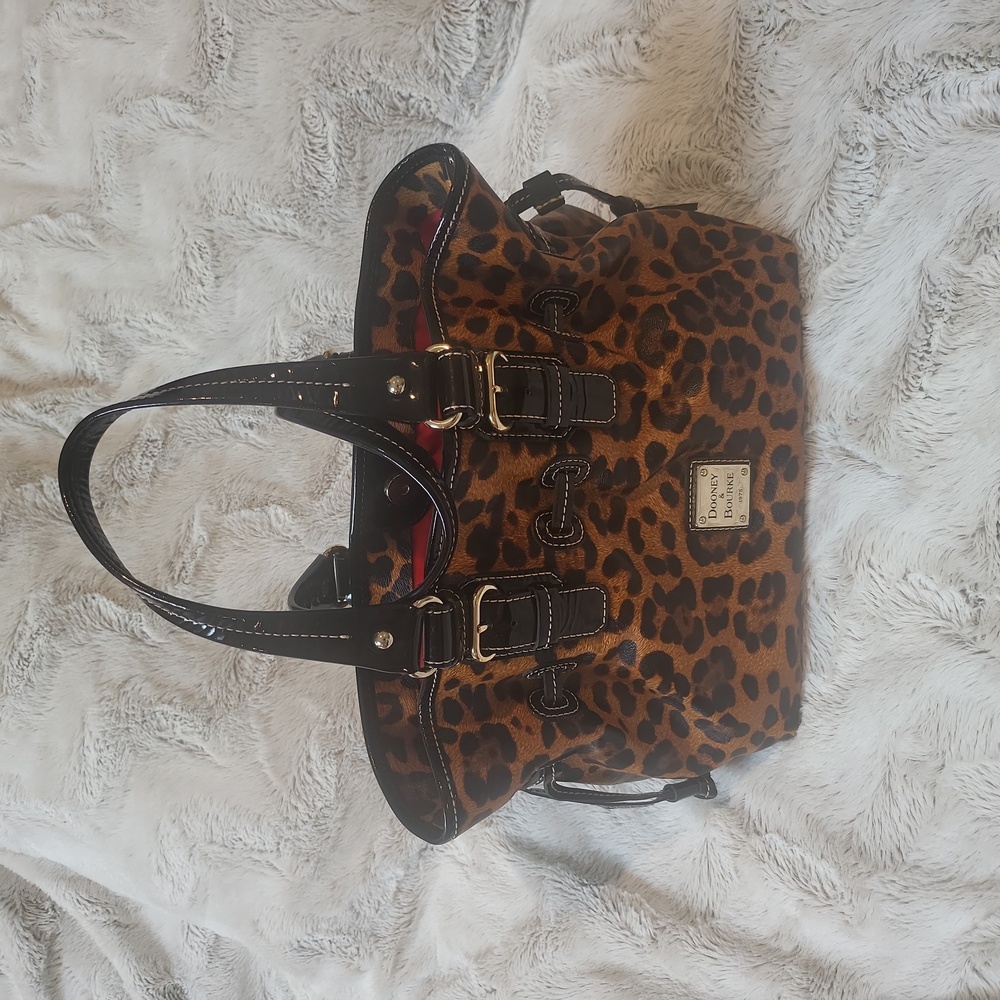 Dooney & Bourke Leopard Print Satchel with Black Accents